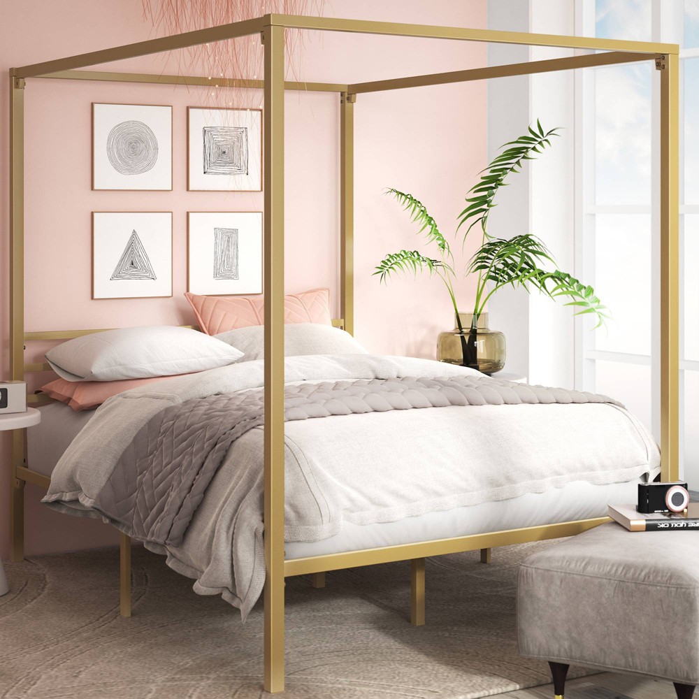 Photos - Bed Frame Zinus Queen Patricia Canopy  Gold  