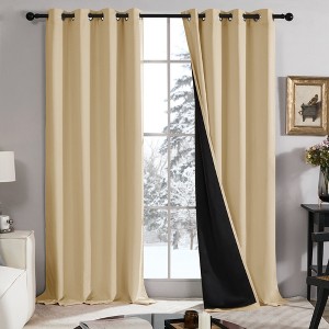 Deconovo 100% Blackout Grommet Curtains with Liner, 2 Panels - 1 of 4