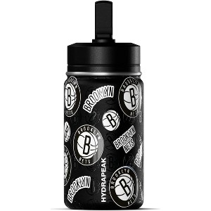 NBA Brooklyn Nets 14oz Kids Stainless Steel Water Bottle With Straw Lid and Flexible Handle - 1 of 4