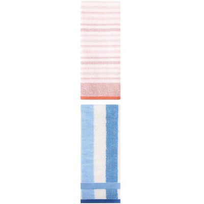 REGALWOVEN Striped Pattern Cotton Bathroom Hand Towels for Home Decor 13" x 29"/13" x 27" 2 Pcs