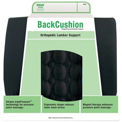 Black Ergonomic Lumbar Support Back Cushion with Adjustable Strap