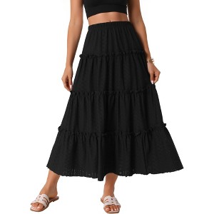 INSPIRE CHIC Women's High Waist A Line Boho Midi Skirt - 1 of 4