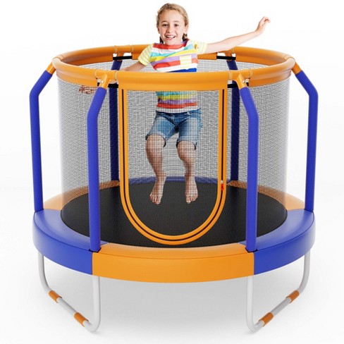 Costway 48 Mini Trampoline With Enclosure Heavy duty Metal Frame U shaped Legs Orange Target