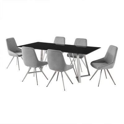 7pc Cressida and Skye Rectangular Dining Set Gray - Armen Living