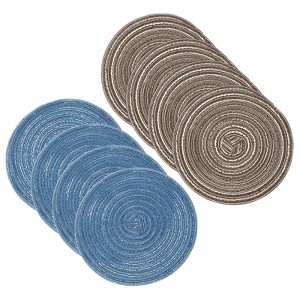 Unique Bargains Woven Braided Washable Decorative Round Placemat 8 Pcs - 1 of 4