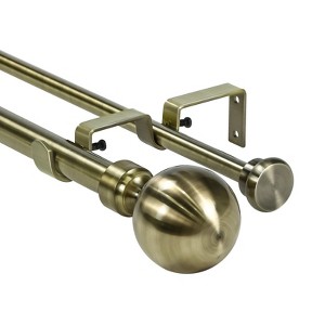Urbanest Steel Ball Manhattan 1-inch 3-4 inch Double Drapery Curtain Window Rod Set - 1 of 4