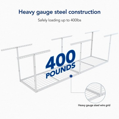 FLEXIMOUNTS 2x8 Overhead Garage Ceiling Storage Rack,White, Classic Series