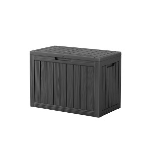Kumasinova 45 Gal Deck Box with Ample Storage,All-Weather PP Resin Outdoor Storage Box,UV Protected & Waterproof,KD Design,Black - 1 of 4
