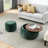 VYNXARIA Round Storage Ottoman: 2-in-1 End Table & Ottoman with Small Seat - Green - 2 of 4