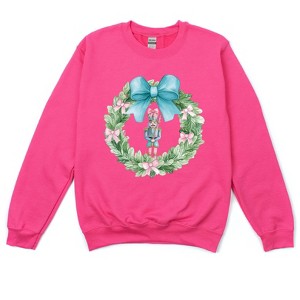 Simply Sage Market Women's Graphic Sweatshirt Nutcracker Wreath Coquette - 1 of 4
