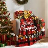 Lomsoe Red and Black Plaid Flannel Throw Blanket, Merry Christmas Blanket, Soft Cozy Holiday Blanket for Sofa, Bed, Couch, Xmas Decorative Blanket - 2 of 4