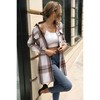 Womens Plaid Shirts Dress Flannel Fashion Long Sleeve Lapel Button Down Tartan Long Coats Fall Mini Dress with BeltLight - 4 of 4