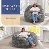 Itopfox Plush Velvet Memory Foam Bean Bag Chair for Adults, 2-in-1 Design with Fluffy Washable Cover, Comfortable & Supportive, Easy to Move, Grey - 3 of 4
