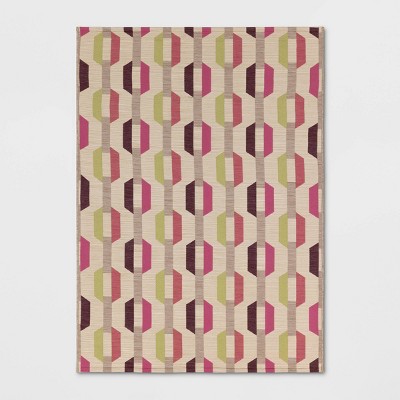 5'x7' Geometric Chains Outdoor Area Rug Pink/Green - Threshold™