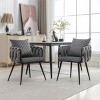 Modern Velvet Dining Chairs Set of 2 with Hand Weaving,Accent Chairs Living Room Chairs Upholstered Side Chair with Black Metal Legs-Cuddlewood - 3 of 4