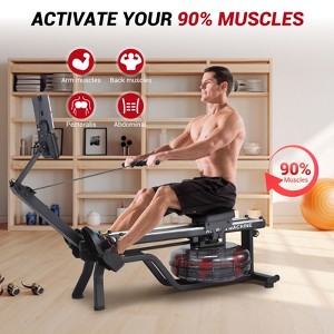 Steel Pipe Rowing Machine with Plastic Pull-Down Water Tank, Fitness Exercise Equipment for Strength Training, Cardio Workout Machine - 1 of 4