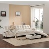 Modular 4-Seat Sectional Sofa with Storage Ottoman, Cup Holders, USB & Type-C Charging, Tufted Cushions, Armrest Storage, Soft Upholstery, Beige - 3 of 4