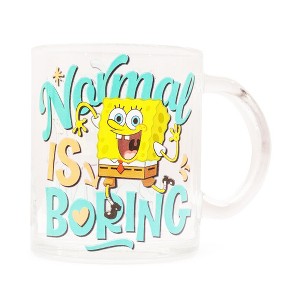 Silver Buffalo Nickelodeon SpongeBob SquarePants "Normal Is Boring" Glass Mug | Holds 18 Ounces - 1 of 4
