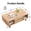FURNIinspire Coffee Tables Modern Rectangular Living Room Table, Wooden Coffee Table With Rattan Drawer For Home Office, Beige, 23.6"*43.7"*15.7" - 3 of 4