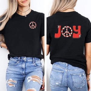 Simply Sage Market Women's Joy Peace Sign Front and Back Short Sleeve Graphic Tee - 1 of 4