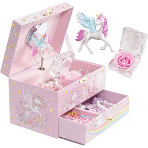 Children's Jewelry Box, Kids Jewelry Organizer with Unicorn for Little Girls, Jewelry Case Gift - 1 of 4