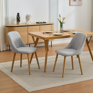 Dining Chairs Set of 2, Modern Upholstered Bar Chairs with Ergonomic Back, 300lbs Dining Chairs with Oak Legs, for Dining Room Home Restaurant - 1 of 4