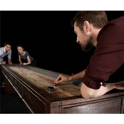 Barrington 12-Foot Rustic Wood Shuffleboard Table with Storage