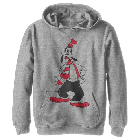 Boy s Mickey Friends Winter Ready Goofy Outline Pull Over Hoodie Athletic Heather Medium