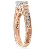 Pompeii3 1ct Vintage Diamond 3 stone Engagememt Ring 14K Rose Gold - 3 of 4