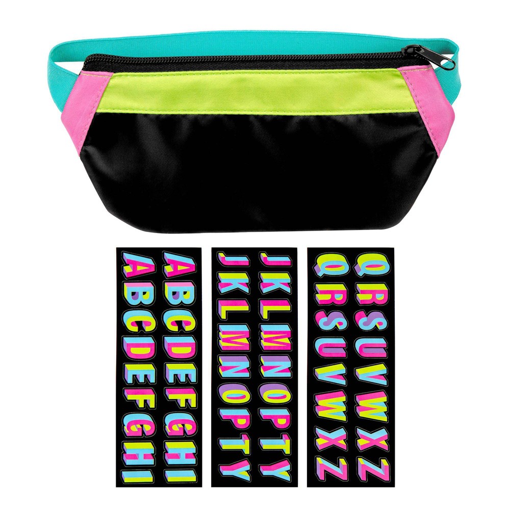 Fashion Angels Nylon Fanny Pack Elastic Pencil Pouch Black/Neon,, 