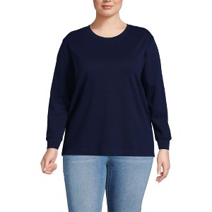 Lands' End Women's Long Sleeve Cotton Interlock Crew T-Shirt - 1 of 3