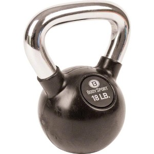 Body Sport Rubber Steel Kettlebell Weight, Strength Training Equipment for Home Gym, Black - 1 of 3