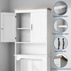 Over The Toilet Storage Cabinet, 66''H Bathroom Space Saver Organizer with Double Doors & Adjustable Shelves Free Standing Toilet Shelf - 4 of 4