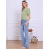 INSPIRE CHIC Women's Plaid Puff Short Sleeve Button Down Peter Pan Collar Shirt - 3 of 4