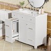 FAMYYT 36 in. Single Sink Freestanding White Bath Vanity with White Resin Top, Adjustable Shelves - 2 of 4