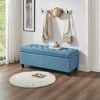 VYNXARIA Light Blue Linen Tufted Button Storage Bench - Style Meets Utility - 4 of 4
