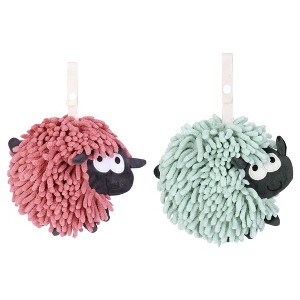 REGALWOVEN Cute Sheep Shape Chenille Soft Absorbent Hand Towels 2 Pcs - 1 of 4