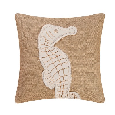 C&F Home 18" x 18" Seahorse Burlap Throw Pillow