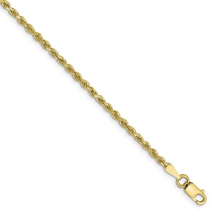 Black Bow Jewelry 2mm, 10k Yellow Gold Diamond Cut Solid Rope Chain Bracelet - 1 of 4