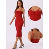 Allegra K Women's Spaghetti Straps Sleeveless Ruched Twist Front Pencil Dresses - 2 of 4
