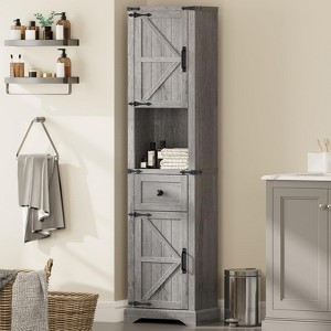 66" Tall Bathroom Storage Cabinet with Adjustable Shelves & 5-Tier Space - 1 of 4