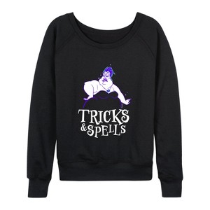 Women's - Disney Villains - Tricks & Spells Lightweight French Terry Wide Neck Long Sleeve Shirt - 1 of 4