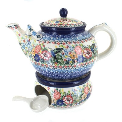 Blue Rose Polish Pottery 444-63 Ceramika Large Teapot & Warmer