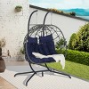 Double Patio Swing Egg Chair With Stand,Wicker Hanging Basket Chair With UV Resistant Cushions,Hammock Chair -Maison Boucle - 3 of 4