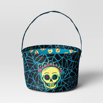 7.5" Boo Skull Halloween Trick or Treat Fabric Basket - Hyde and EEK! Boutique™