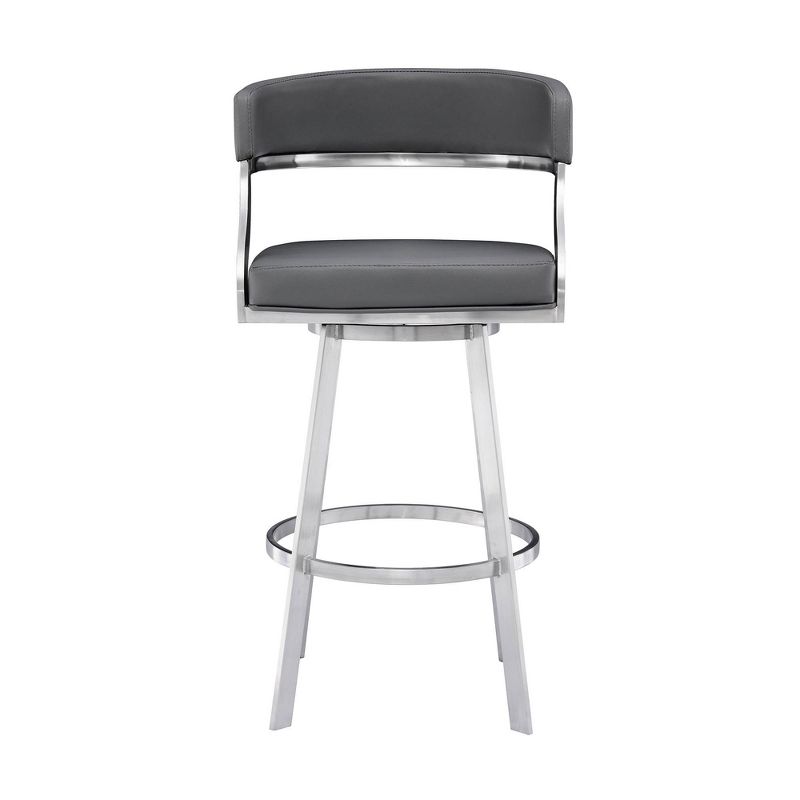 30&#34; Saturn Faux Leather Stainless Steel Barstool Gray - Armen Living, 3 of 10