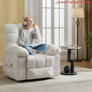 Living Room Chair w/ Massage and Heat - Electric Rocking Recliner w/Overstuffed Back, 2 Side Pockets & Remote - 1 of 4