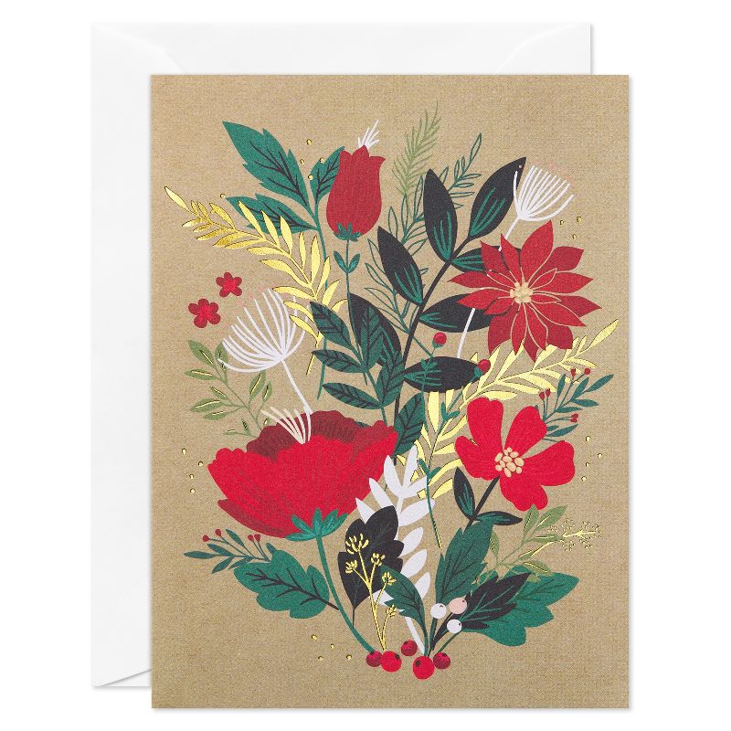10ct Winter Floral Blank Christmas Cards, 1 of 8