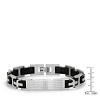 Steeltime Men's stainless steel and black rubber Our Father id link bracelet - 3 of 4