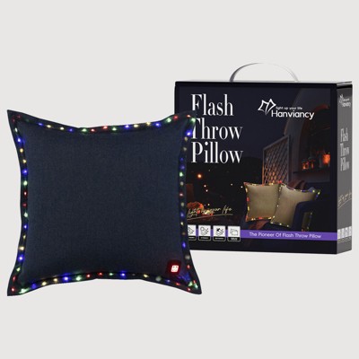 18" x 18" LED Lighted Throw Pillow – Christmas Decorative Flash Pillow with Colorful Edging for Sofa, Patio, Camping & Holiday Decor